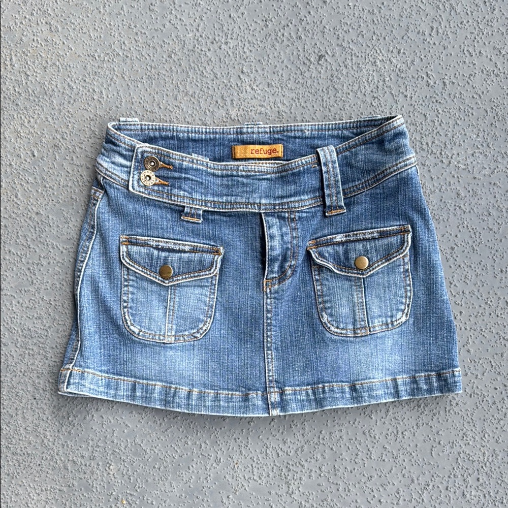 Refuge Blue Denim Mini Skirt